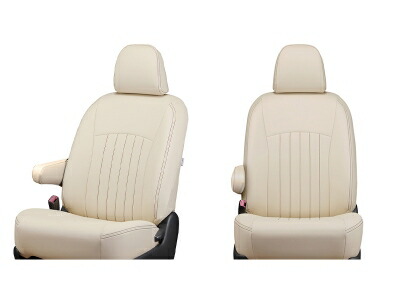 HC27 / HFC27 2018/3-2019/7 セレナ e-POWER FシートバックUSB電源ソケット有り シートカバー ライン アイボリー × ブラウンステッチ