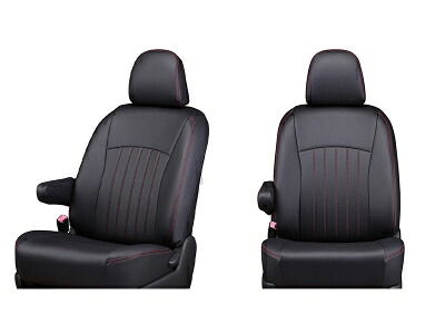 HC27 / HFC27 2019/8-2022/11 セレナ e-POWER FシートバックUSB電源ソケット有り シートカバー ライン ブラック × レッドステッチ
