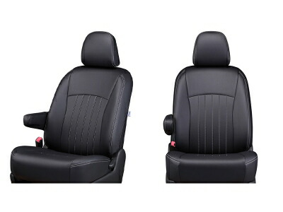 HC27 / HFC27 2019/8-2022/11 セレナ e-POWER FシートバックUSB電源ソケット有り シートカバー ライン ブラック × ホワイトステッチ