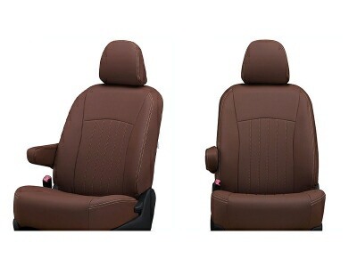 HC27 / HFC27 2019/8-2022/11 セレナ e-POWER FシートバックUSB電源ソケット無し シートカバー ライン ブラウン × アイボリーステッチ