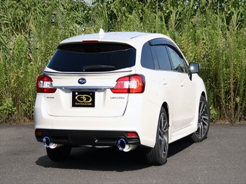 レヴォーグ VM4 2.0L (H26.6～R2.10) Vertex Sports センターパイプ付 マフラー 左右出し サークル テール部：チタニウム製ブルー発色