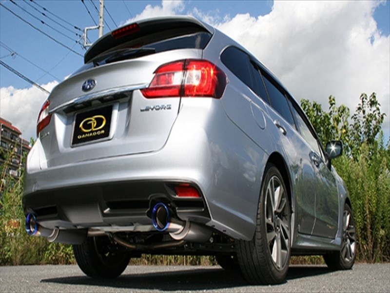 レヴォーグ VM4 2.0L (H26.6～R2.10) Vertex Sports TITANIUM マフラー 左右出し サークル テール部：ブルー発色