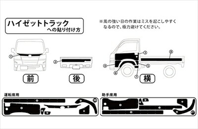 ハイゼットジャンボ S500P/S510P ハードカーゴ イージーデカール（ステッカー） 前期 -2021/11 その他カラー(要色指定)｜Autostyle