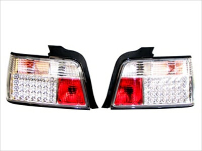 BMW E36 4ドア (91-98) ソナー LEDテールランプ クロームインナークリスタルレンズ