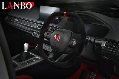 シビック FL1/4 LANBO プレミアムスポーツ ステアリング スクエアタイプ オールアルカンターラ&times;レッドリボン｜Autostyle 36,937円