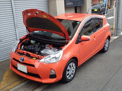 アクア NHP10 前期 ボンネットダンパー ブラックカーボン ※車検証必要