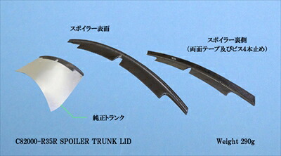 R35 GT-R TRUNK LID SPOILER メーカークリア塗装商品・8分ツヤ