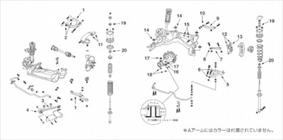 スカイライン GT-R BCNR33 リアアッパーリンクセット フロント側 左右セット ｢図7｣