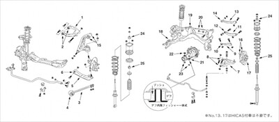 スカイラインクーペ R33 2WD 強化リアサスペンションマウントブッシュキット 1台分セット ｢図18～19｣
