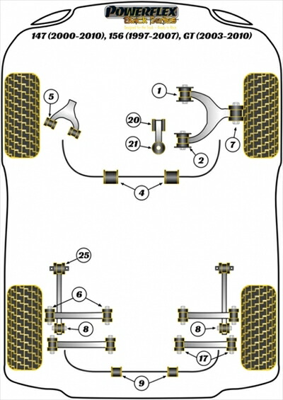 ALFA 147/156/GT リア サスペンション リアアームブッシュ (17)