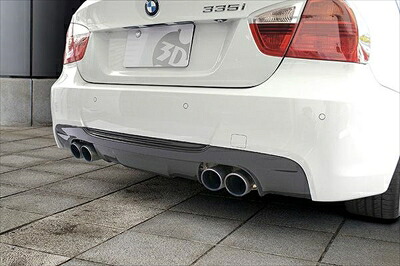 BMW E90 M-Sport 3 Series 335i用 リアディフューザー カーボン マフラー2本出し クリア塗装済み