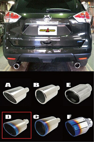 エクストレイル NT32 マフラーセット MT用 テールエンドD：チタン 115×80 オーバルタイプ