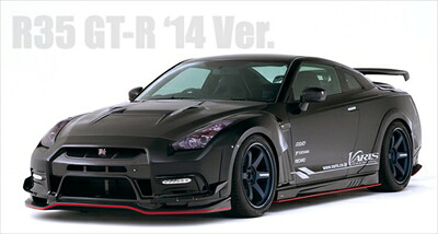 R35GT-R ’14 Ver. SIDE SKIRT UNDER BOARD部 カーボン ＆ SIDE LOUVER部 カーボン 取付込