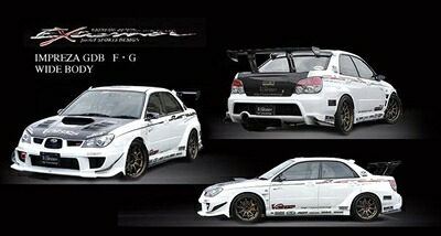 インプレッサ GDB アプライド：F/G フロントバンパー専用ハイパーカナード 左右セット カーボン製 クリア塗装済み