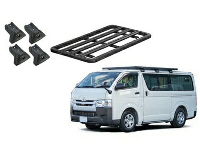 ｢YAKIMA正規品｣ 200 ハイエース ロックンロードF ベースキャリア 110mmマウントレッグ フラットラック セット