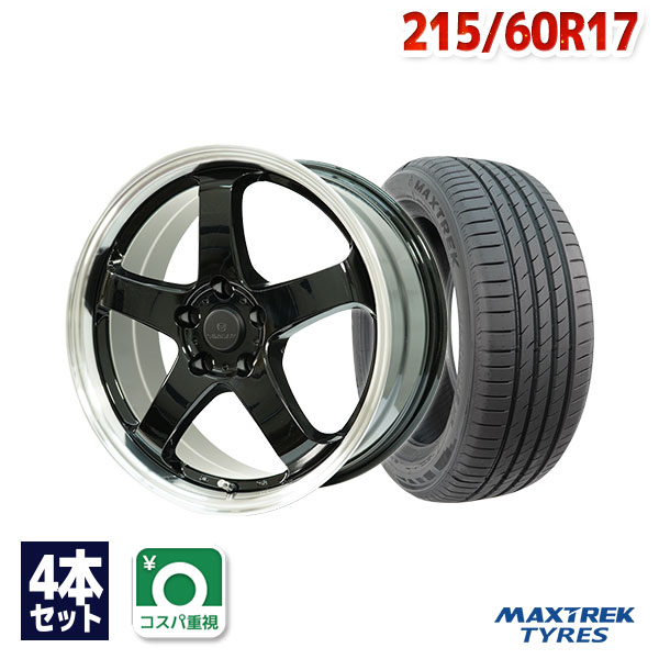 【P最大28倍！】215/60R17 サマータイヤ タイヤホイールセット FINALIST FZ-S5 17x7.0 +38 114.3x5 BL/RP + MAXIMUS M2 【送料無料】 (215/60/17 215-60-17 215/60-17) 夏タイヤ 17インチ