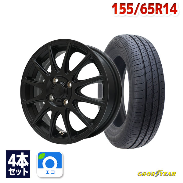 【P最大27倍！】155/65R14 サマータイヤ タイヤホイールセット FINALIST FT-S12 14x4.5 45 100x4 MBK + EfficientGrip ECO EG02 【送料無料】 (155/65/14 155-65-14 155/65-14) 夏タイヤ 14インチ