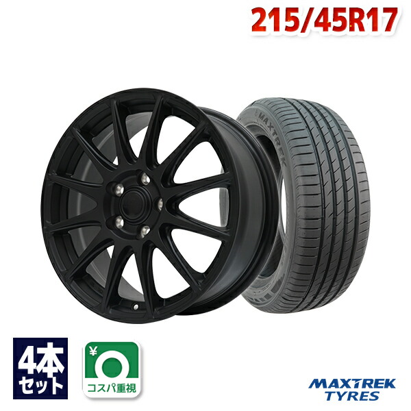 【P最大27倍！】215/45R17 サマータイヤ タイヤホイールセット FINALIST FT-S12 17x7.0 53 100x5 MBK + MAXIMUS M2 【送料無料】 (215/45/17 215-45-17 215/45-17) 夏タイヤ 17インチ