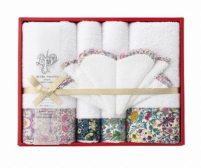 prima rosette using by LIBERTY FABRICS タオルセット PR-2400 内祝い お返し ギフトセット 出産内祝い 結婚内祝い 御祝 お彼岸 お供え 御供 お中元 入学 香典返し 粗供養 快気祝い 快気内祝い