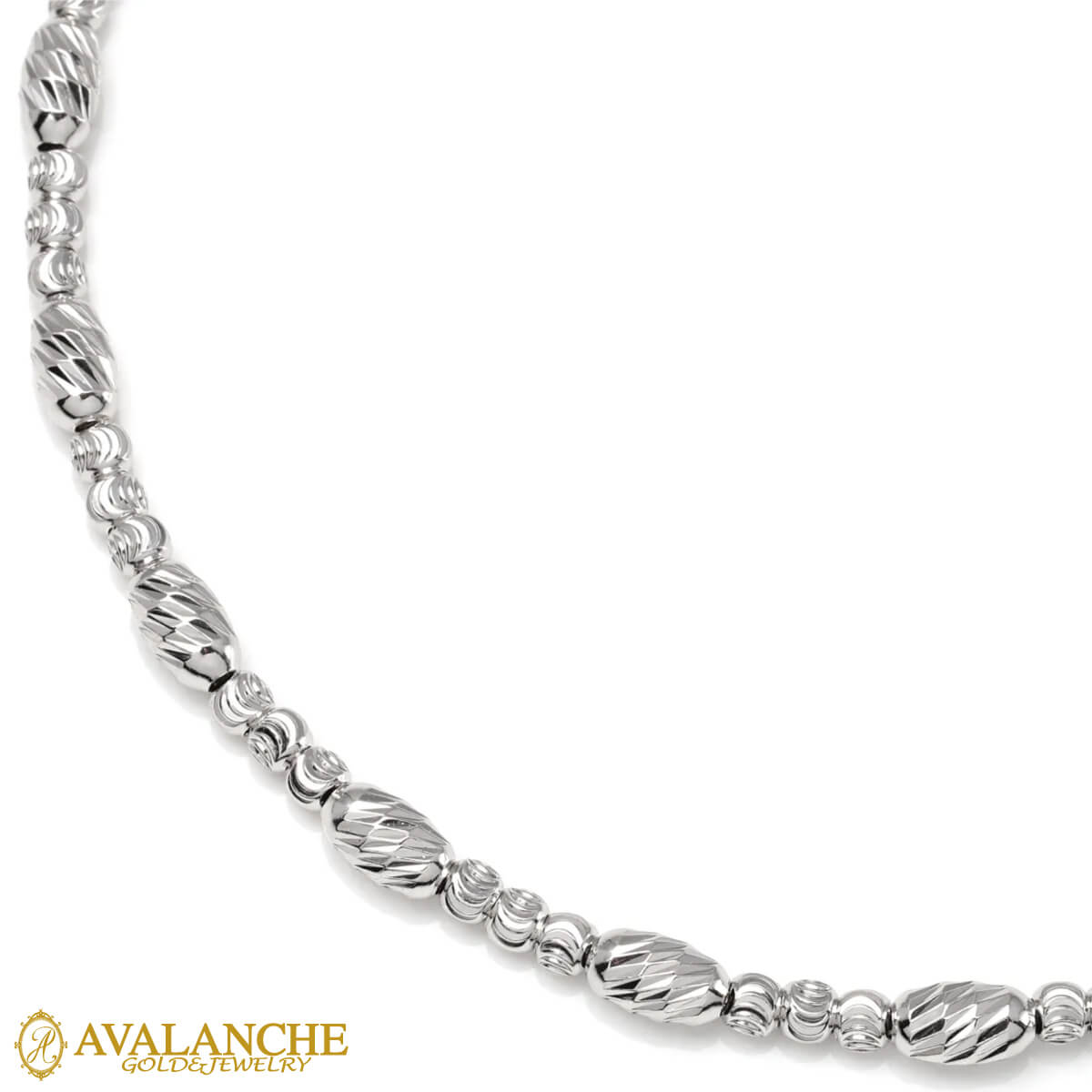 シルバー カットボールネックレス 幅4mm 45cm-60cm CF5016-B｜AVALANCHE GOLD＆JEWELRY