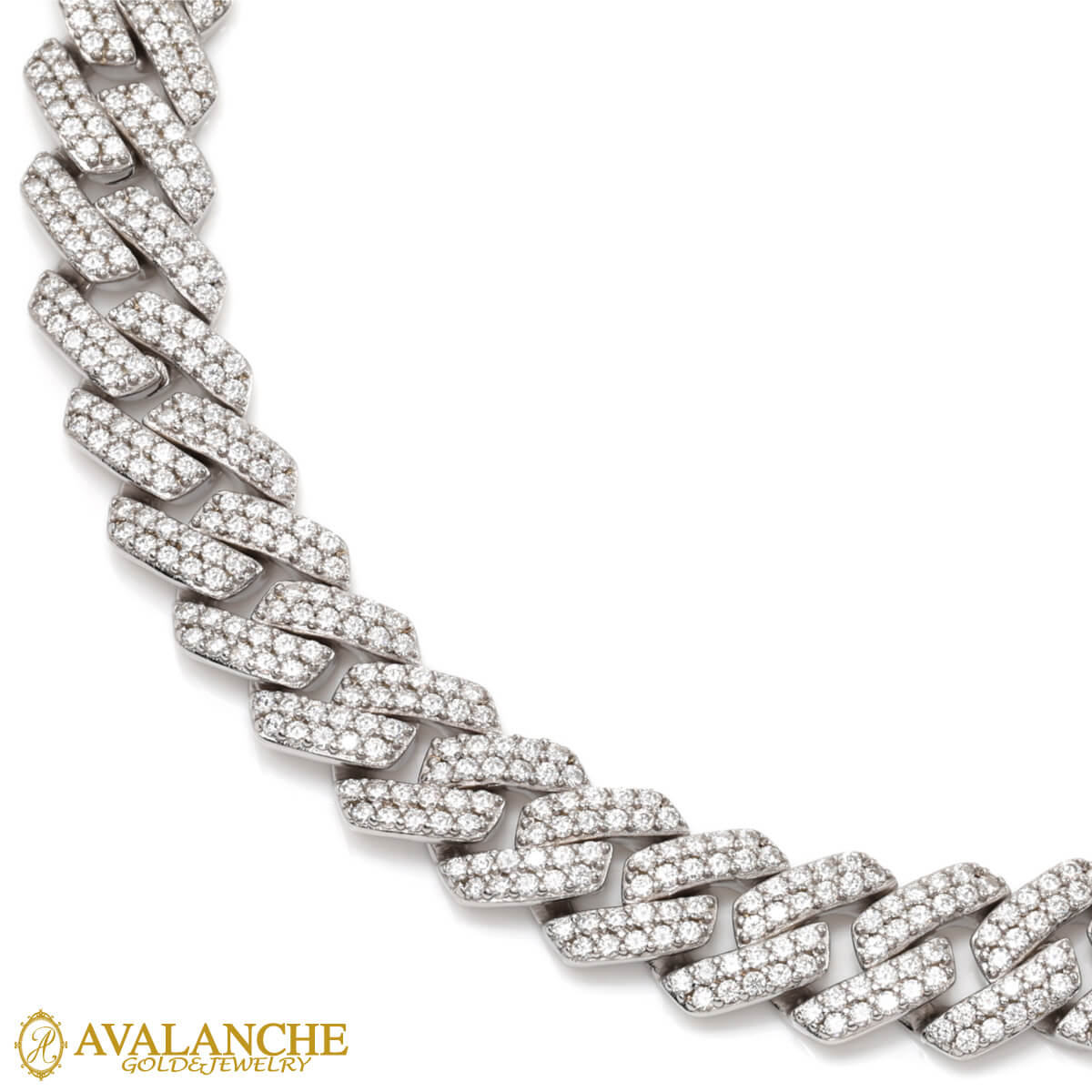 モアサナイト シルバー スクエアマイアミネックレス 幅10.5mm 50cm AN03285S-MSN SJ26｜AVALANCHE GOLD＆JEWELRY