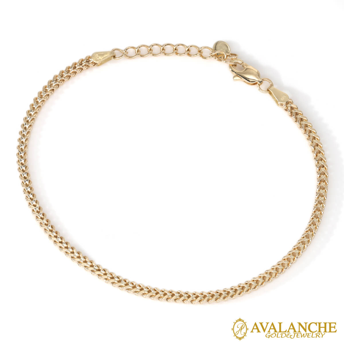 10K イエローゴールド フランクリンブレスレット 幅2.5mm 18cm-21cm UKHE000067