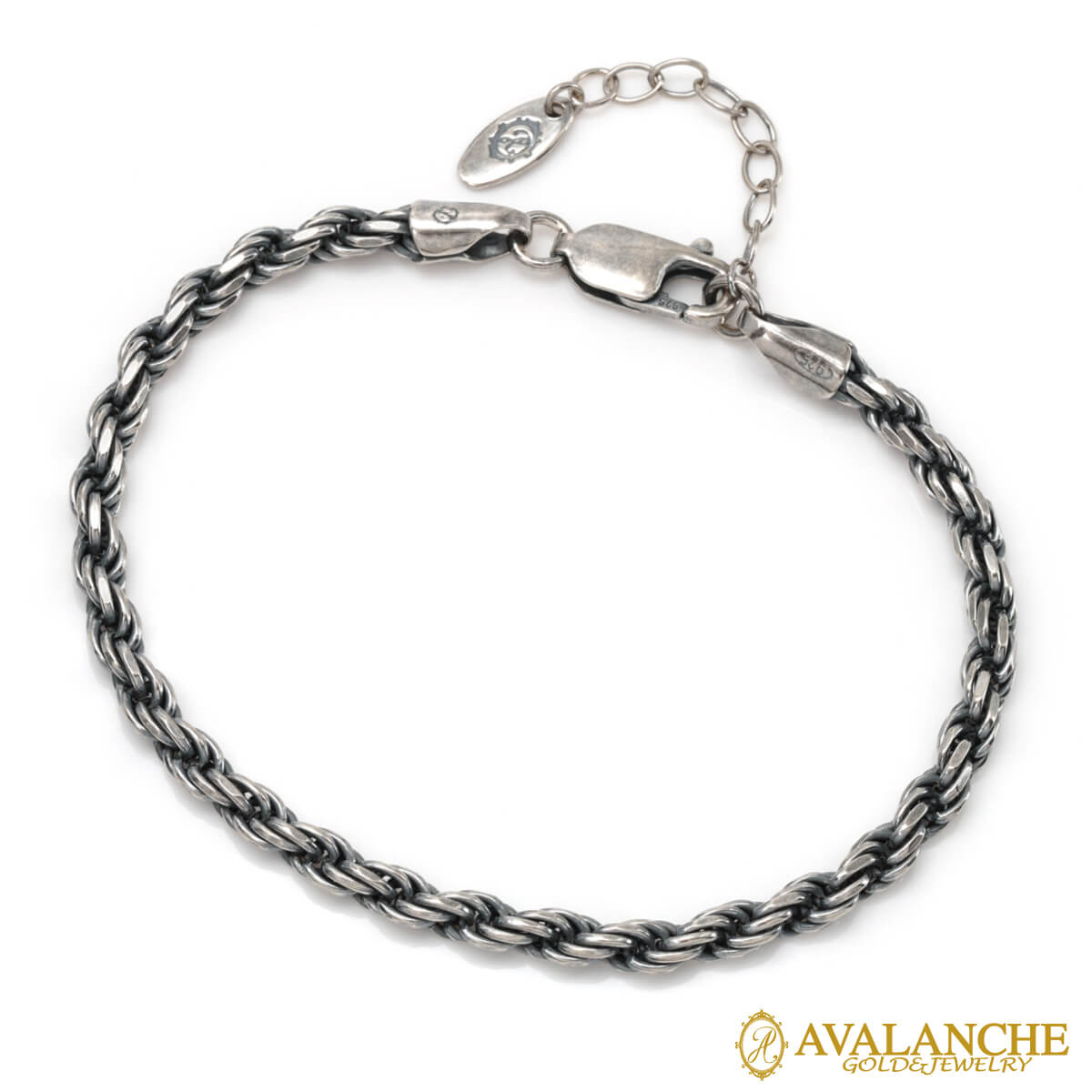 シルバー ロープブレスレット 幅3.5mm 18cm-21cm いぶし加工 080HCMD-LOX