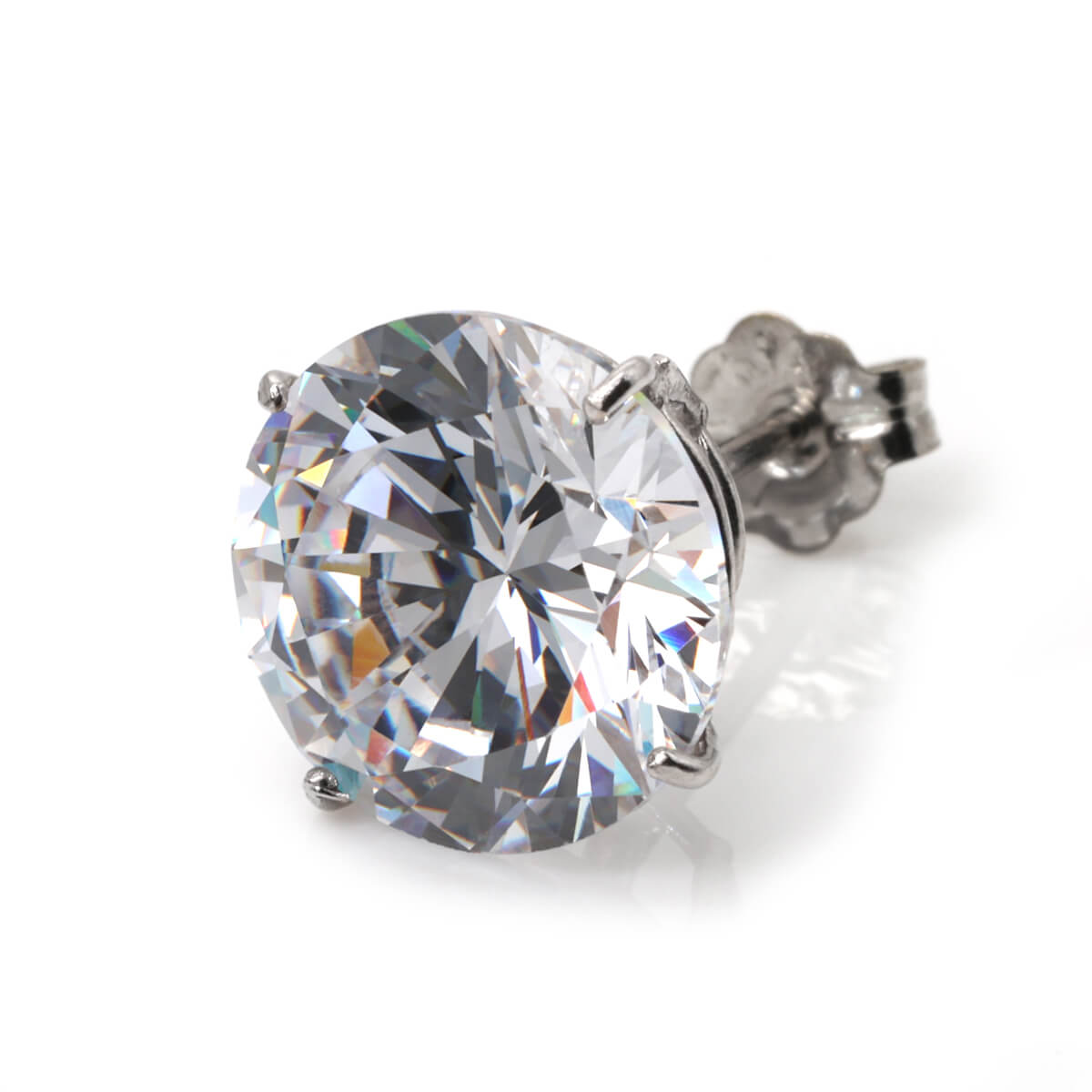 14K ホワイトゴールド ソリティアピアス 9mm 973-83｜AVALANCHE GOLD＆JEWELRY