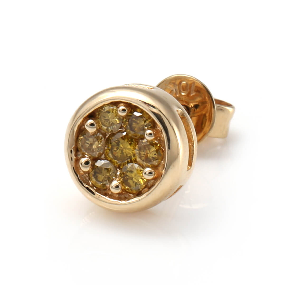 ダイヤモンド 14K イエローゴールド ピアス 7mm E0121