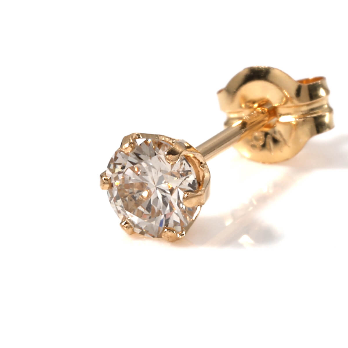 金剛石 18K 黄色ゴールド ソリティアピアス 3.8粍 VTFK-40Y