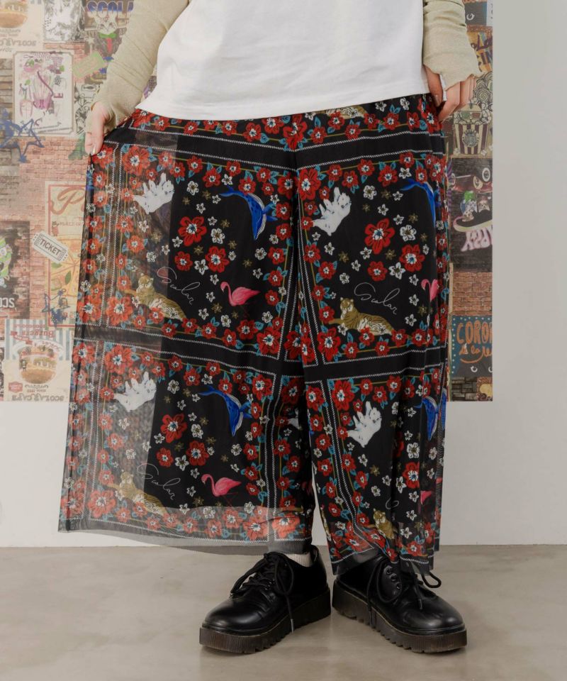 ScoLar(スカラー) アート プリント ソフトチュール ワンドパンツ スカラー ScoLar スカラーアートプリント ソフトチュールワンド