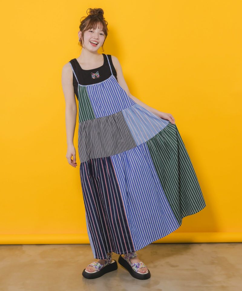 スカラー ScoLar ゆったり スタイリング柄アップリケ Tシャツワンピース スカラー ScoLar ゆったり スタイリング柄アップリケ Tシャツ