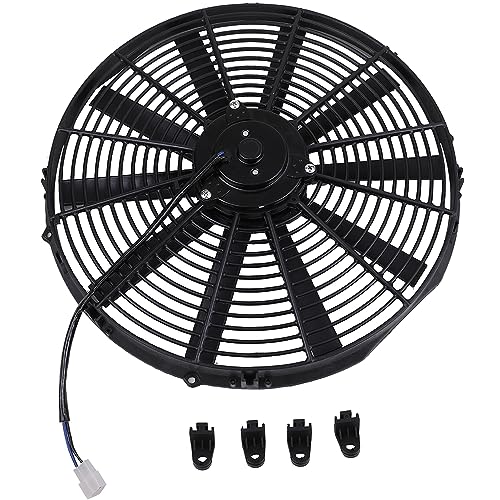 12V ラジエーター 電動 ファン プル式 アッセンブリー 薄型 冷却 汎用 スポーツカー ワンボックス 軽自動車 セダン KRB285 (16インチ)