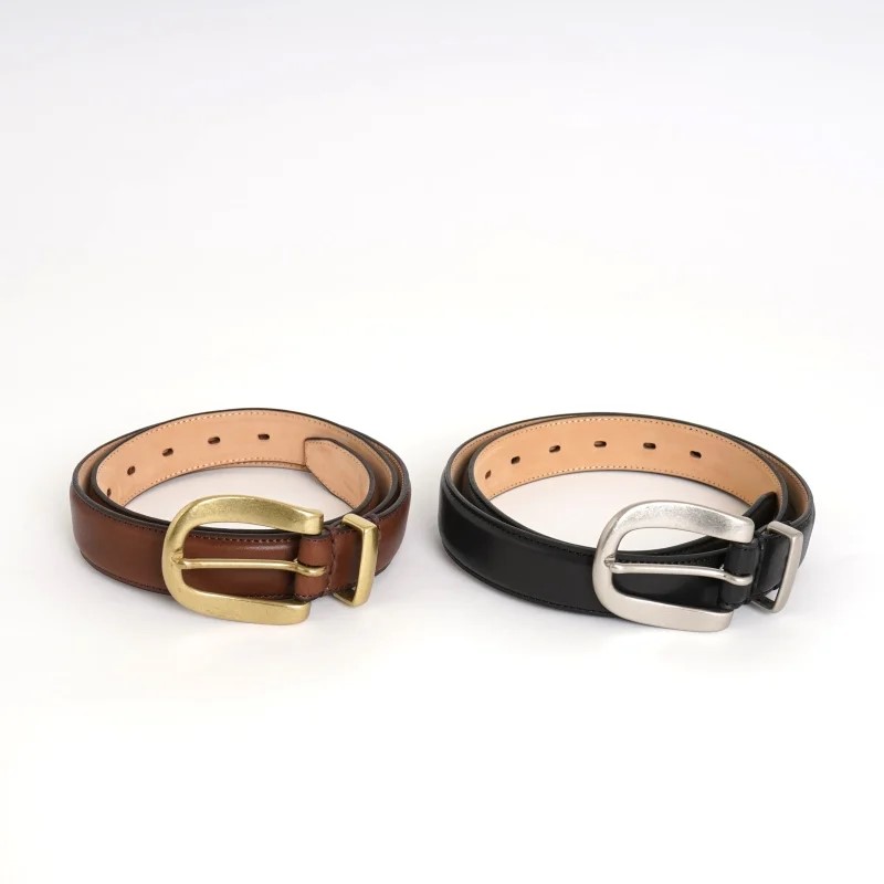 【Hender Scheme】レザーベルト　黒　牛革　ゴールドバックル 真鍮製八角バックル 栃木レザーベルト 黒 40mm幅 本革 日本製