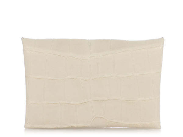 エルメス カルヴィ 歌留多容れもの べ米トン マットアリゲーター しろがね色金具 HERMES CALVI CARD CASE BETON MATTE ALLIGATOR SILVER HARDWARE