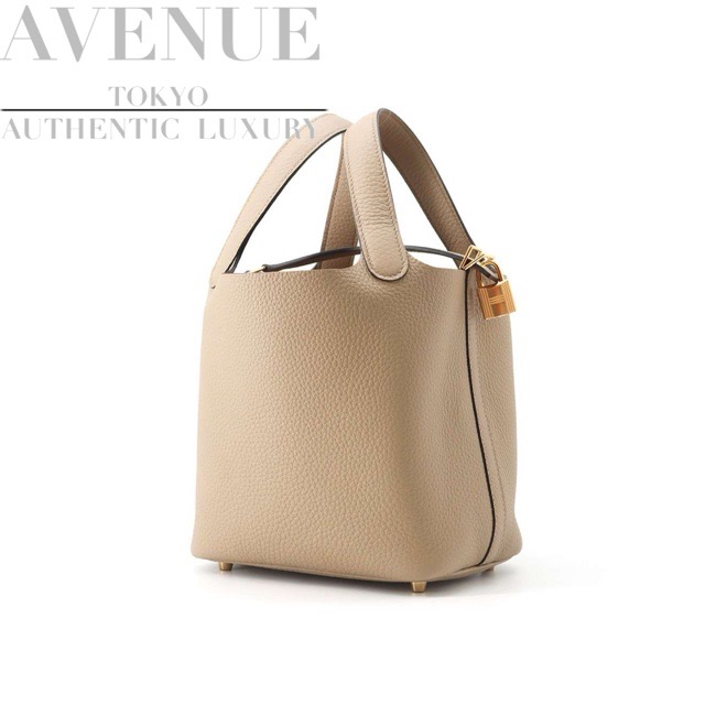 ☆HERMES☆ ピコタンロック 18PM ゴールド金具 Beige Marfa Hermes Picotin Lock bag 18/PM Beige marfa Clemence leather