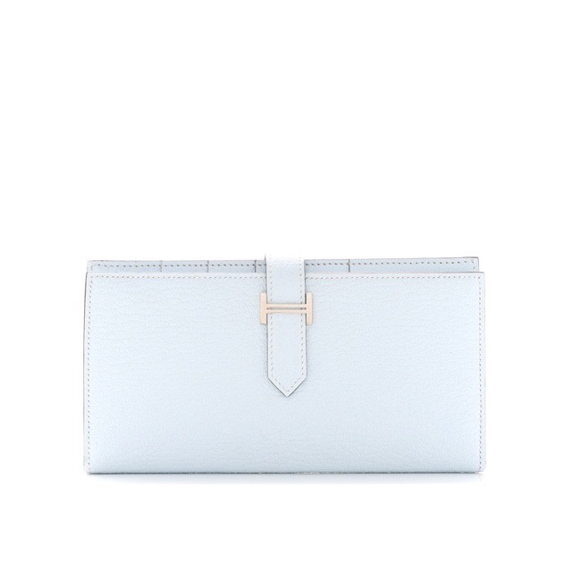 エルメス ベアンスフレ ベアンロングウォレット ブルーブリュム シェーブルミゾール しろがね色金具 HERMES BEARN GUSSET WALLET BLEU BRUME CHEVRE MYSORE SILVER HARDWARE【中古】