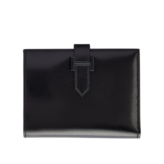 モノクローム エルメス ベアン コンパクトウォレット ブラック ボックス ブラック金具 ソーブラック 折り財布 HERMES BEARN COMPACT WALLET BLACK BOX CALFSKIN SO BLACK HARDWARE MONOCHROME