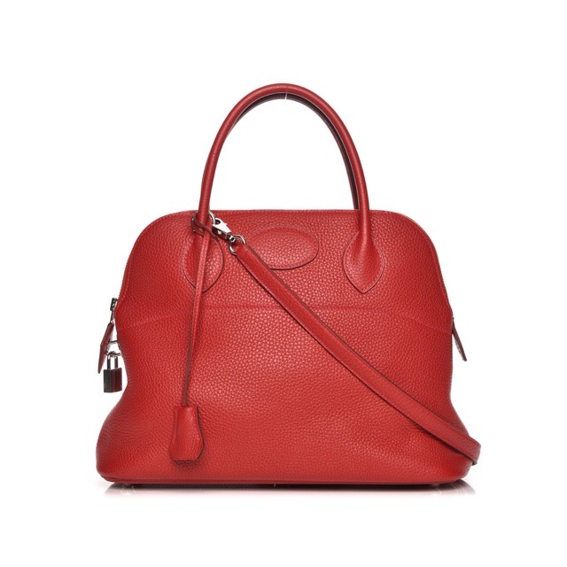 エルメス ボリード31 頬べにカザック トリヨンクレマンス しろがね色金具 HERMES BOLIDE 31 ROUGE CASAQUE  TAURILLON CLEMENCE SILVER HARDWARE【中古】