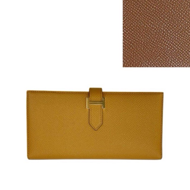 エルメス ベアンスフレ ベアンロングウォレット ヴェルソ ビスキュイ アルザン エプソン ゴールド金具 HERMES BEARN GUSSET WALLET VERSO BISCUIT ALEZAN EPSOM GOLD HARDWARE【中古】 財布・ケース-レディース財布