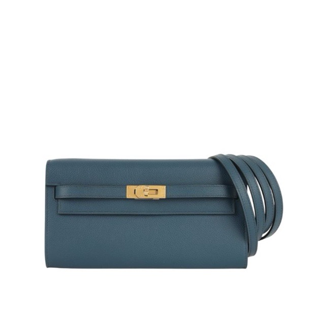 エルメス ケリーウォレット トゥーゴー 長財布 ブルードプリュス エヴァーカラー エバーカラー ゴールド金具 HERMES KELLY WALLET TO GO BLEU DE PRUSSE EVERCOLOR GOLD HARDWARE