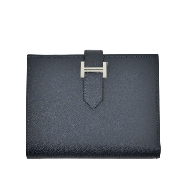 エルメス ベアン コンパクトウォレット ブルーニュイ 貴婦人 しろがね色金具 折り金入れ HERMES BEARN COMPACT WALLET BLEU NUIT MADAME SILVER HARDWARE