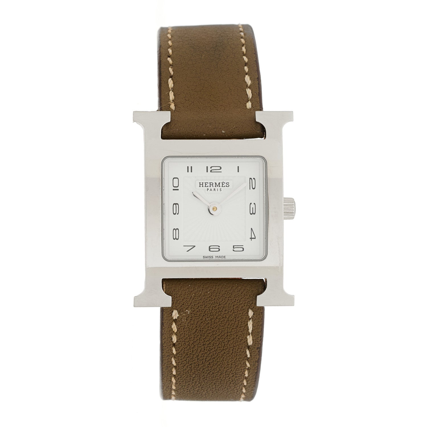 Hermes Stainless Steel Swift 21mm Heure H Hour Quartz Watch Etoupe｜AVENUE TOKYO