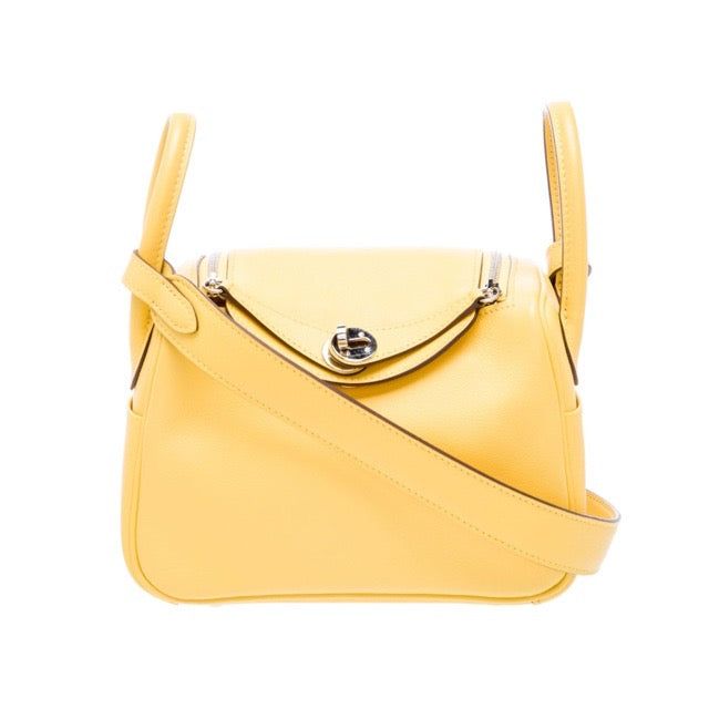 エルメス ミニリンディ 20 ジョーヌナプル スイフト シルバー金具 HERMES MINI LINDY 20 JAUNE DE NAPLES SWIFT SILVER HARDWARE【中古】