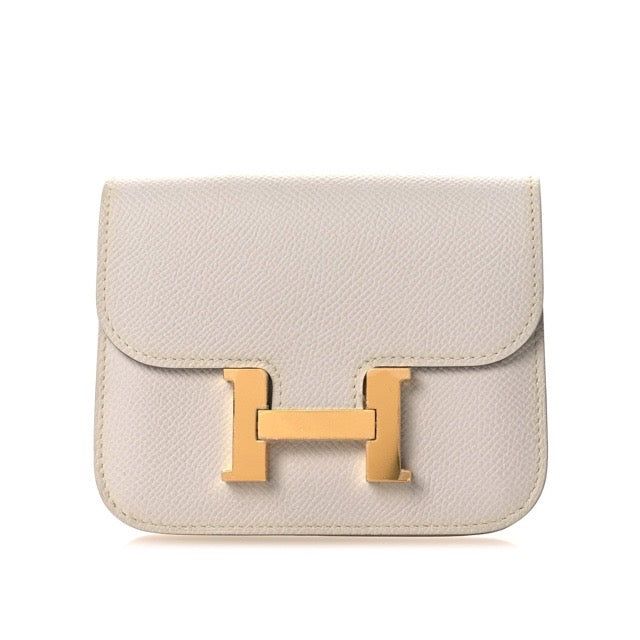エルメス コンスタンス スリム ウォレット グリペール エプソン ゴールド金具 折り財布 HERMES CONSTANCE SLIM WALLET GRIS PALE EPSOM GOLD HARDWARE【中古】