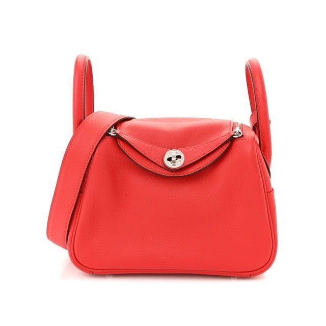 エルメス ミニリンディ 20 ルージュクー スイフト シルバー金具 HERMES MINI LINDY 20 ROUGE DE COEUR SWIFT SILVER HARDWARE【中古】 728,000円