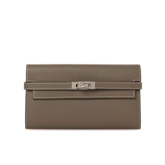 エルメス ケリー ロングウォレット エトゥープ エプソン シルバー金具 長財布 HERMES KELLY LONG WALLET ETOUPE EPSOM SILVER HARDWARE【中古】