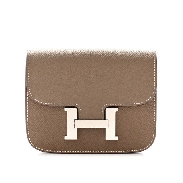 エルメス コンスタンス スリム ウォレット エトゥープ エプソン シルバー金具 折り財布 HERMES CONSTANCE SLIM WALLET ETOUPE EPSOM SILVER HARDWARE【中古】