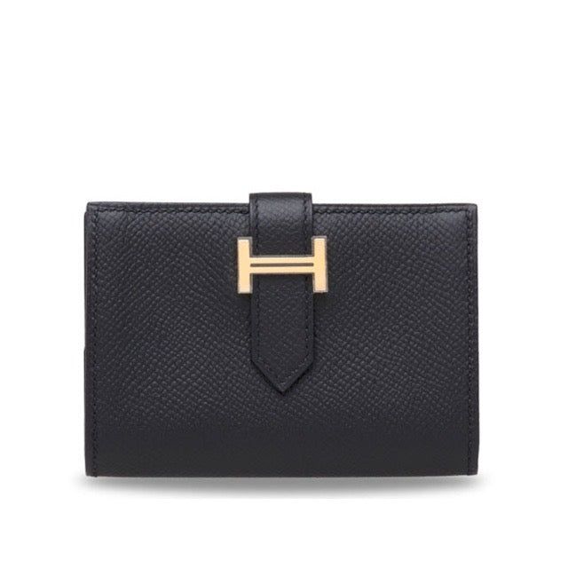 エルメス ミニベアン ミニウォレット Black エプソン ゴールド金具