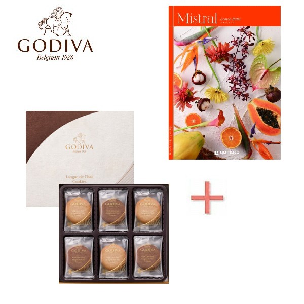 【ポイント5倍】カタログギフト「レモンバーム」＆GODIVA（ゴディバ）クッキーアソートメントの組合せギフト【出産内祝い 内祝い お祝い お祝い返し ギフト】【結婚内祝い 成人内祝い 入学内祝い 初節句内祝】【送料無料 送料込み】｜内祝いギフト専門店コウノトリ